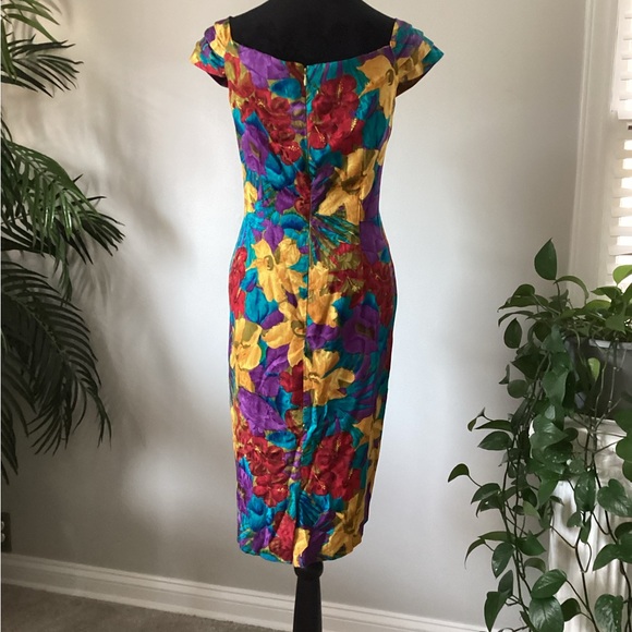 Floral 100%pure silk dress - Picture 2 of 4